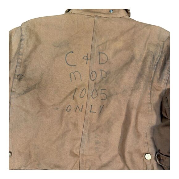 Vtg Carhartt 996QZS Duck Canvas Insulated Coveralls Men’s Size 46S USA Thrashed - Picture 8 of 13